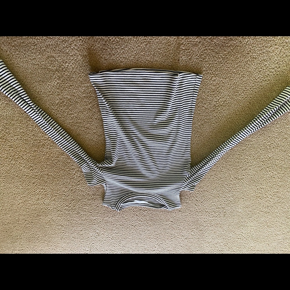 Black and white cutout shoulder top